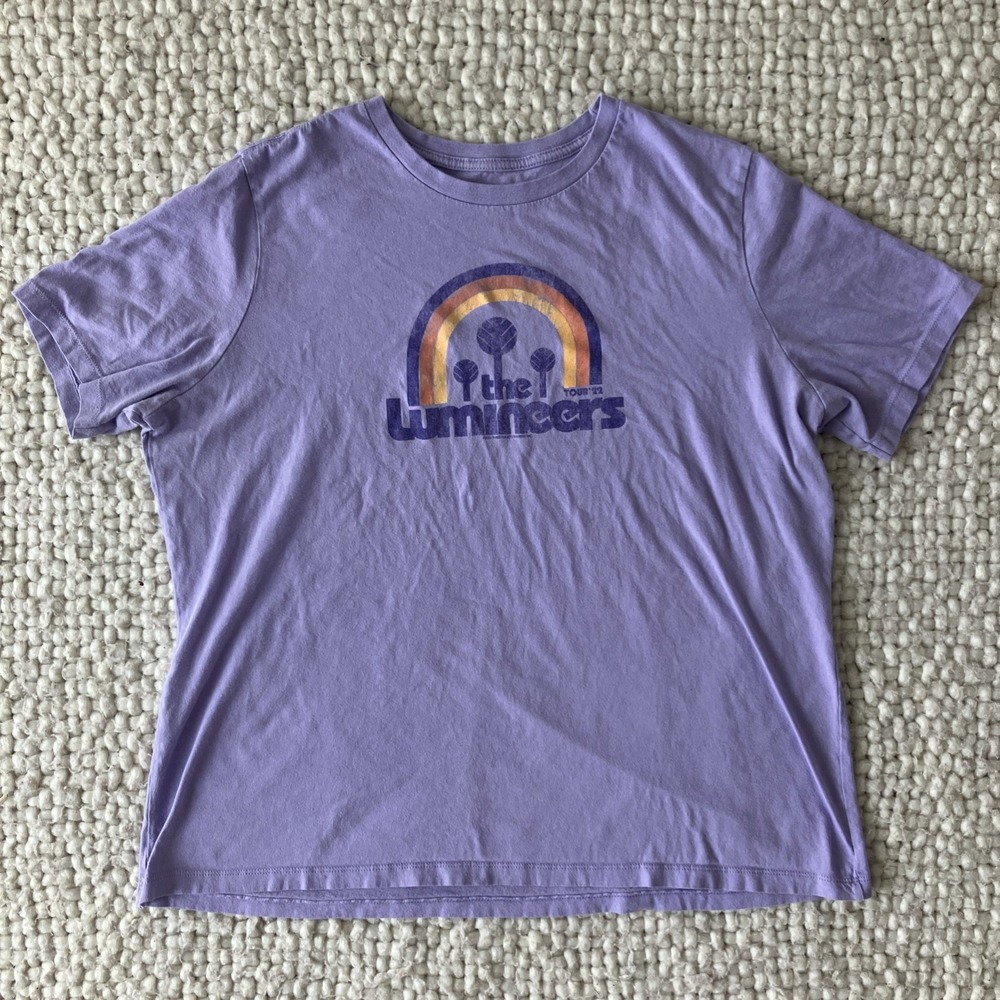 The Lumineers Women Large Tour 2022 Rainbow Concert Band Tee T Shirt